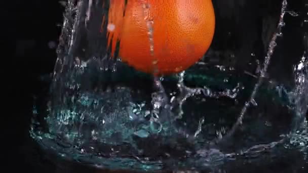 Капля грейпфрута на брызги воды - Кадры, видео