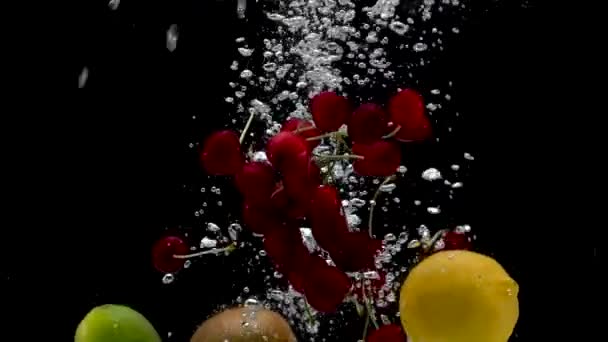 Fresh Fruits Falling Into Water - Video