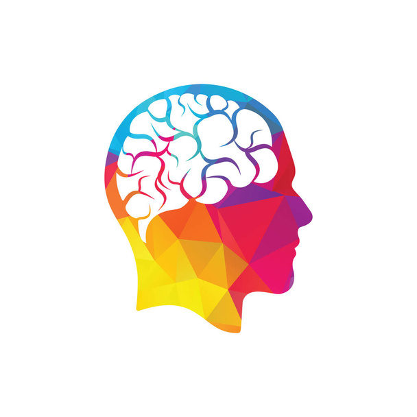 Kopf mit Gehirn-Vektor-Illustrationsdesign. Menschlicher Kopf und Gehirn Vektorsymbol. Gedankenkonzept. - Vektor, Bild