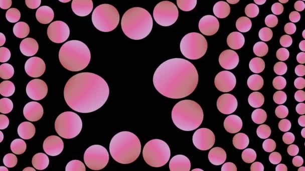 Animazione rotonda rosa 3D che evoca atomi. Fisica quantistica, infinitamente piccola, virus, coronavirus - Filmati, video