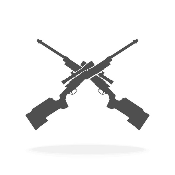 Crossed Hunting Rifles Icon Vector Illustration Symbol - Target Shooting Club Concept. - Vector, Image