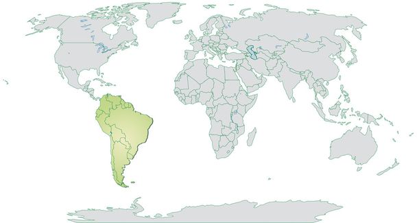 Mapa de América del Sur - Vector, imagen
