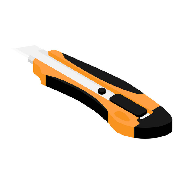 Orange office stationery knife isolated on white background isometric view - Zdjęcie, obraz