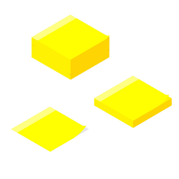 Yellow sticky notes post it isometric view isolated on white background. - Foto, afbeelding