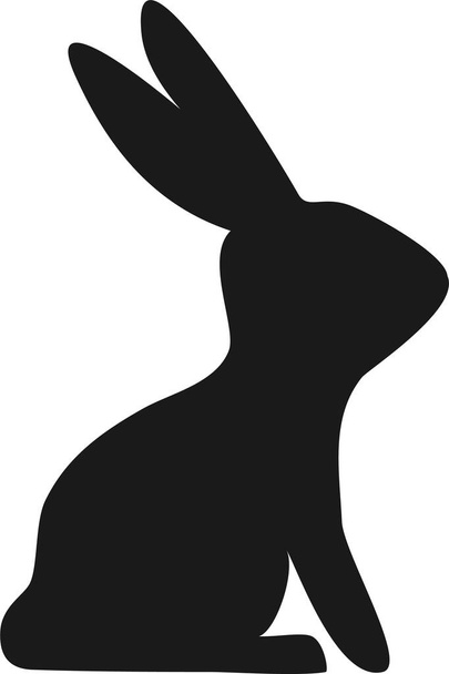 Silhueta preta desenhada à mão de coelho bonito, olhando para cima e sentado em várias poses coelhos silhueta preta, isolado no fundo branco.
. - Vetor, Imagem