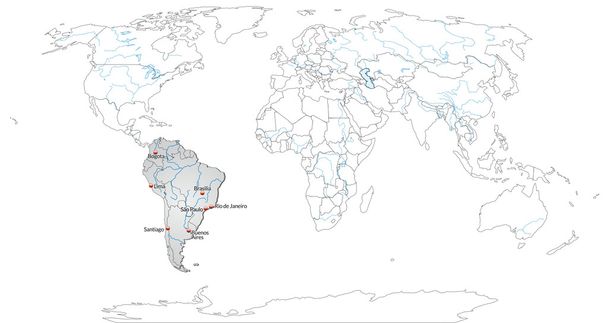 Χάρτης της Νότιας Αμερικής - Διάνυσμα, εικόνα