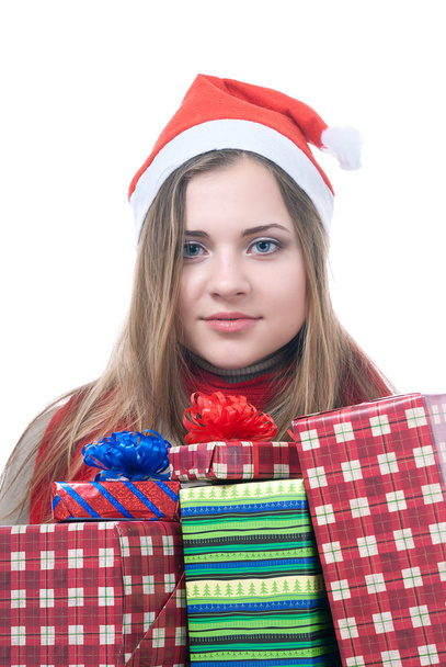 Smilling wooman with giftboxes - Zdjęcie, obraz