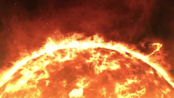 Die Sonne mit großen Sonnenexplosionen, Realistische Oberfläche des Roten PlanetSonne mit Sonneneruptionen, 3D-Darstellung - Filmmaterial, Video