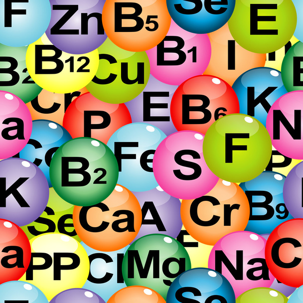 Background seamless with chemical formulas of vitamins and miner - Photo, Image