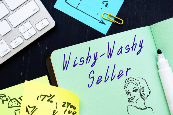 Επιχειρηματική ιδέα για το Wishy-Washy Seller με φράση στη σελίδα. - Φωτογραφία, εικόνα