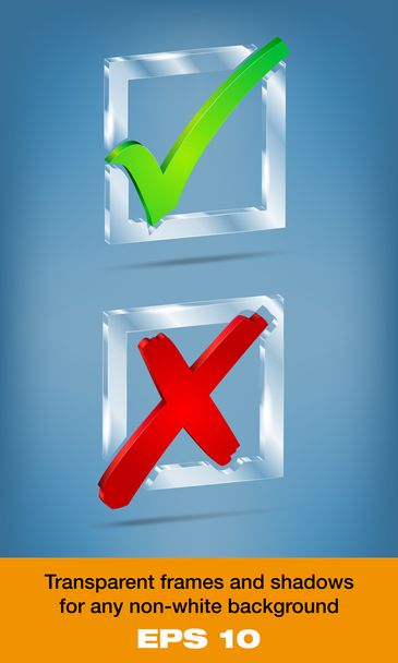 Caixas de verificação SIM ou NÃO de vidro transparente
 - Vetor, Imagem