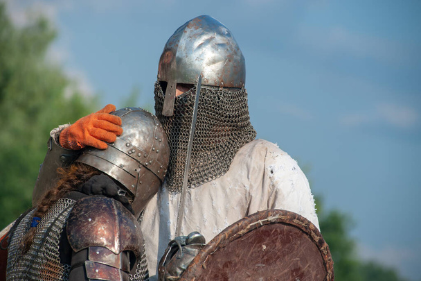 Knights in armor. Tournament festival, reconciliation - Photo, Image