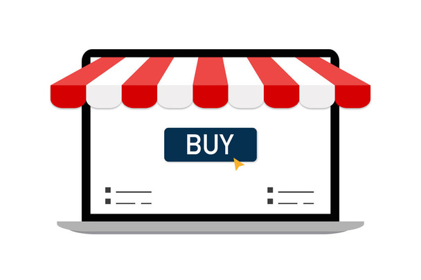 Boutique en ligne. Marketing numérique, magasin, concept d'achats e-commerce. - Vecteur, image