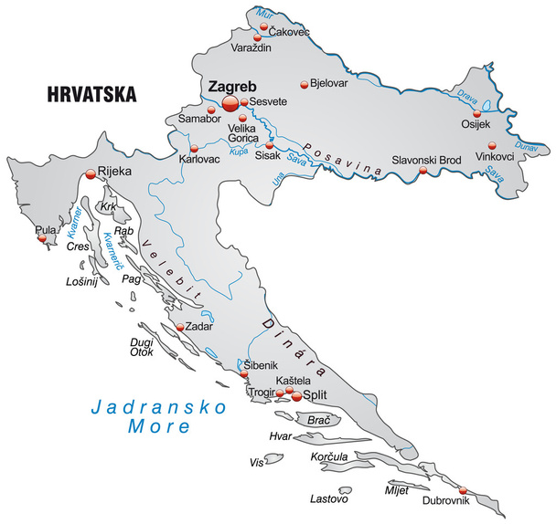 Mappa della Croazia - Vettoriali, immagini