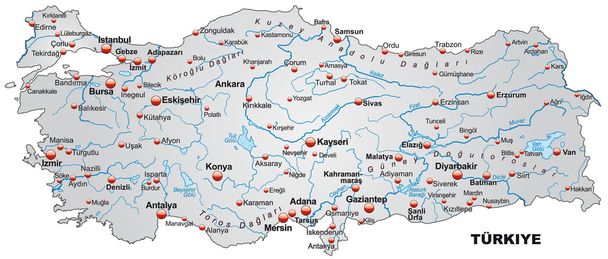 Χάρτης της Τουρκίας - Διάνυσμα, εικόνα