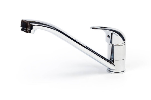 Single handle mixer kitchen tap with swivel spout on a white surface - Photo, image