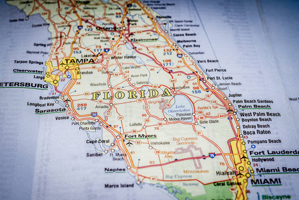 Florida κατάσταση στο φόντο χάρτη Usa - Φωτογραφία, εικόνα