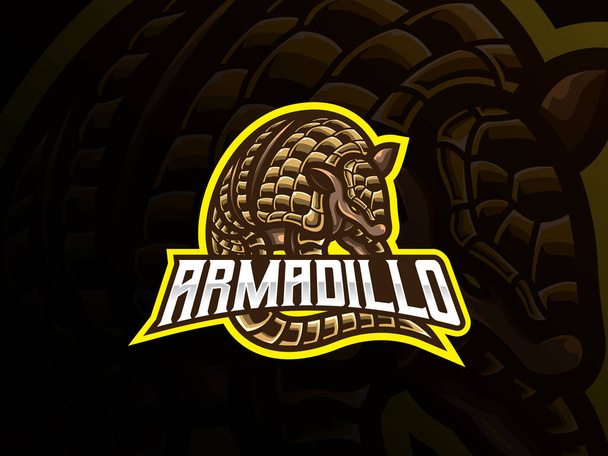 Armadillo kabala sport logó design. Placental emlős kabala vektor illusztráció logó. Vad páncélozott armadillo kabala design, Emblem design az esport csapat. Vektorillusztráció - Vektor, kép