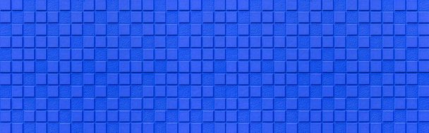 Panorama de parede de pedra azul moderno com listras textura e fundo sem costura - Foto, Imagem