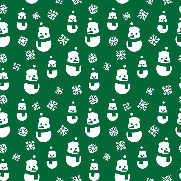 Πράσινο Χριστούγεννα Χιονάνθρωπος απρόσκοπτη μοτίβο φόντο για γραφικά ιστοσελίδα, κλωστοϋφαντουργίας μόδας - Διάνυσμα, εικόνα