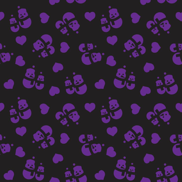 Purple Christmas Snowman seamless pattern background for website graphics, fashion textile - Vector, Image