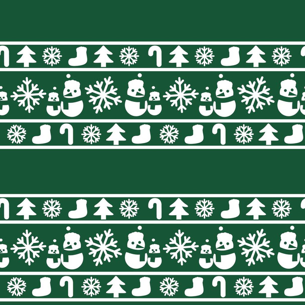 Green Christmas Snowman seamless pattern background for website graphics, fashion textile - Vector, Image