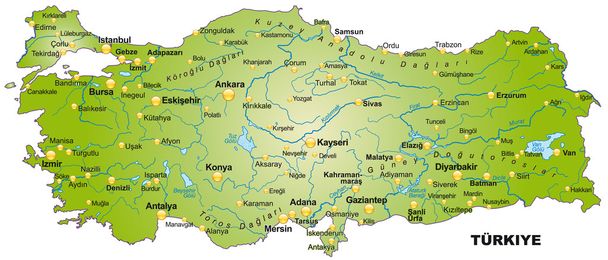 Landkarte der Türkei - Vektor, Bild