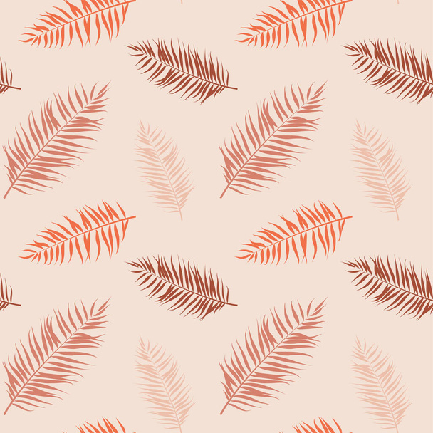 Tropical vector seamless pattern. Exotic plant drawing. Scandinavian style backdrop. Stylized palm leaves. Botanical wrapping paper, textile, background design - Vektör, Görsel