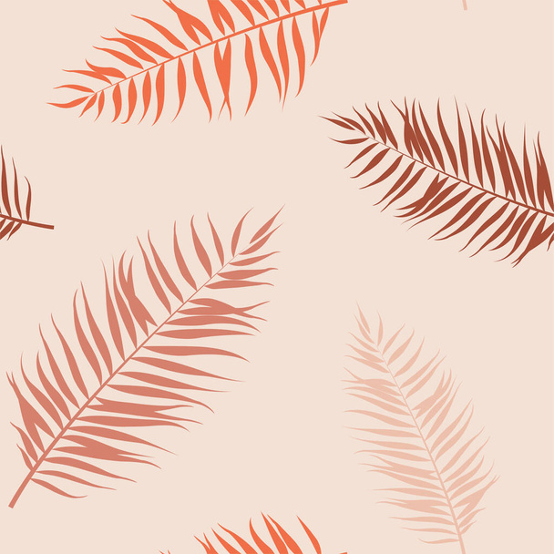 Tropical vector seamless pattern. Exotic plant drawing. Scandinavian style backdrop. Stylized palm leaves. Botanical wrapping paper, textile, background design - Вектор,изображение
