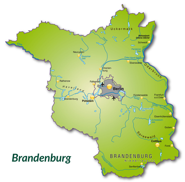 Mapa Brandenburgii - Wektor, obraz