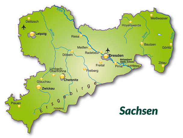 ザクセン州の地図 - ベクター画像