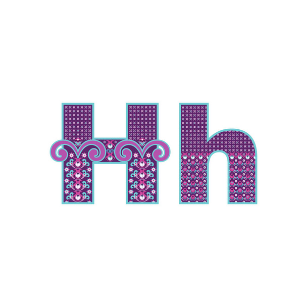 Letra abstracta vectorial H con patrón ornamental. Signos de dibujos animados
 - Vector, imagen