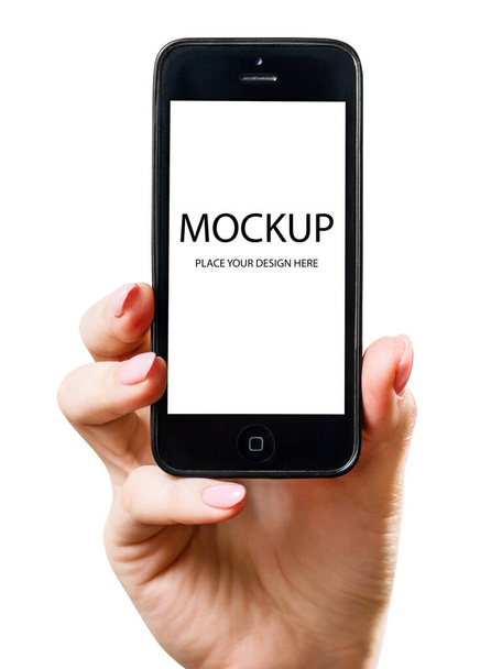 Smartphone moderno color negro con pantalla en blanco. Copiar espacio
. - Foto, imagen