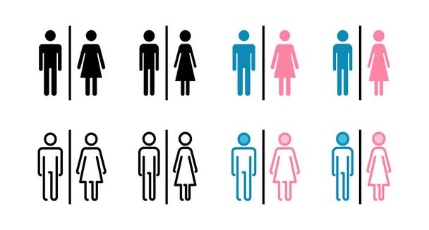 トイレのアイコンのセット。トイレの看板。男性と女性のトイレサインベクトル。男性と女性のアイコン - ベクター画像
