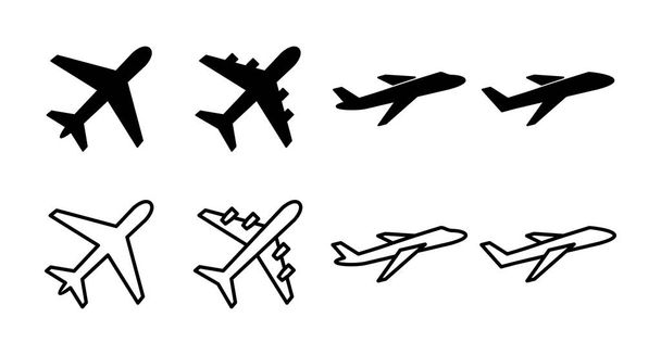 Set of Plane icons. Aeroplane vector icon. Flight transport symbol. Travel element illustration. Holiday symbol. Airplane - Vector, Image