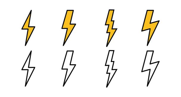 set of Lightning icons. Bolt icon vector. Energy and thunder electric icon - Vector, Image