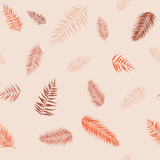Tropical vector seamless pattern. Exotic plant drawing. Scandinavian style backdrop. Stylized palm leaves. Botanical wrapping paper, textile, background design - Vector, Imagen