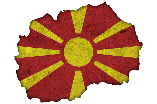 北マケドニアの地図と旗天気予報コンクリート - 写真・画像