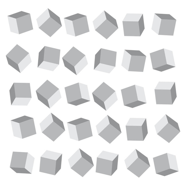 立方体模型。影のある現実的な3Dキューブ - ベクター画像