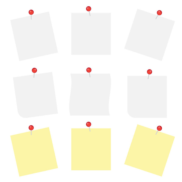 Bílé poznámkové papíry s ikonami vektorů palců. Prázdné poznámky na papíře - Vektor, obrázek