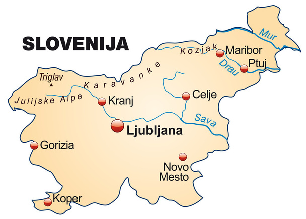 Szlovénia térképe - Vektor, kép