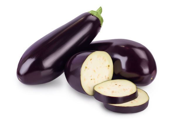 Eggplant or aubergine isolated on white background with clipping path and full depth of field - Photo, Image