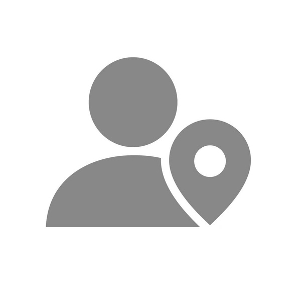 Perfil de usuário com ícone de marca de localização cinza. Navegação local público, direção
 - Vetor, Imagem