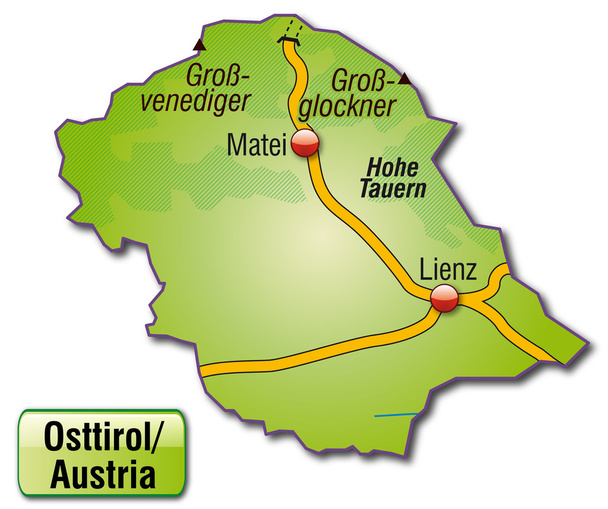 Térkép-Kelet-Tirol - Vektor, kép