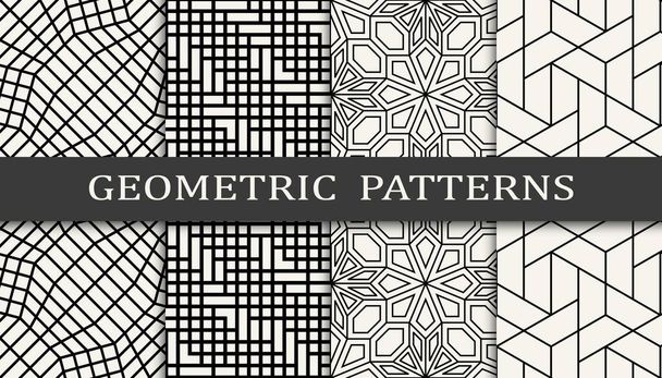 Conjunto de patrones geométricos sin costura. Diseño gráfico geométrico abstracto patrón simple. Patrón de líneas geométricas sin costura. - Vector, imagen