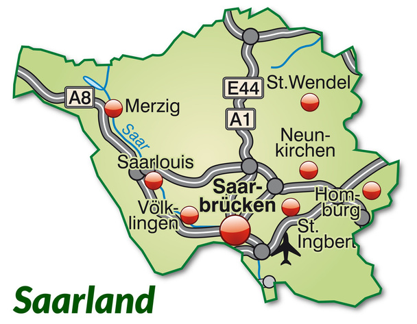 Map of Saarland - Vector, Image