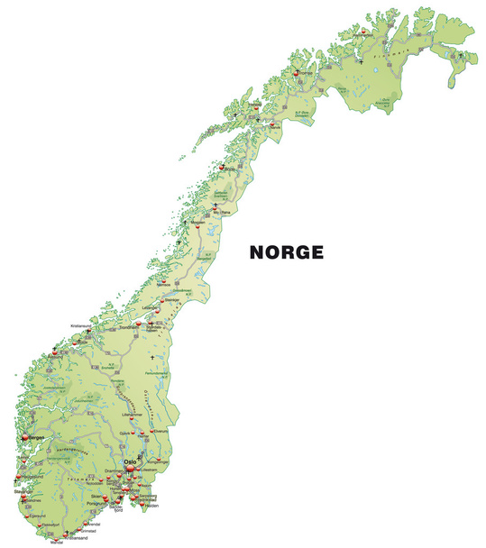 Norjan kartta - Vektori, kuva