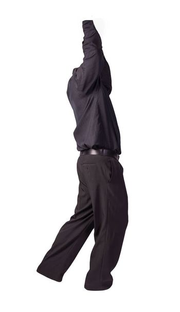 men's black shirt and black pants isolated on white background. fashion clothes - Photo, image
