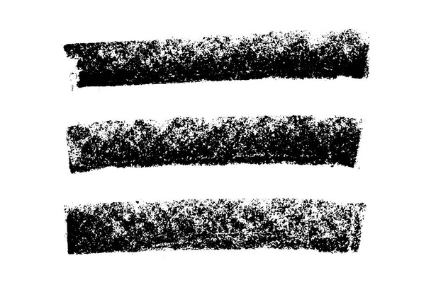 Set di pennello grunge gesso nero texture striscia su sfondo bianco - Vettoriali, immagini
