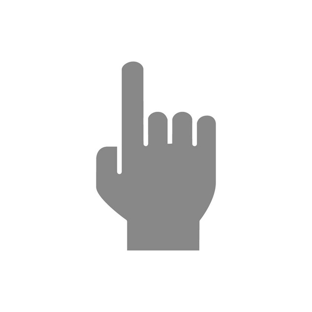 Atención gesto icono gris. Índice dedo arriba símbolo
 - Vector, Imagen